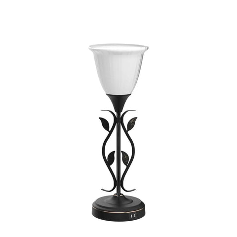 Set Of 2 Touch Control Table Lamps With 3 Way Dimmable Torchiere Lighting, Dual USB Charging Ports, Rustic Leaf Body And Glass Shade