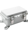 Grey Waterproof Outdoor Junction Box With Hinged Cover And Stainless Steel Latch Weatherproof PVC Enclosure For DIY Projects IP67 Rated Includes Mounting Plate And Wall Brackets 5.9 By 3.9 By 2.8 Inch