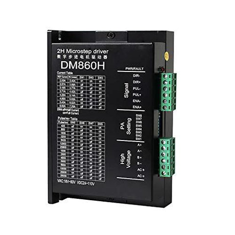 DM860H 2H microstep driver for 2-phase stepper motors, black enclosure with green terminal blocks