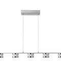 5 Light LED Pendant Chandelier for Kitchen Island, Dimmable Modern Fixture in Brushed Nickel with Chrome Finish, front view