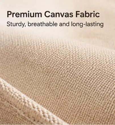 Close-up of premium canvas fabric showing texture, for 6 Shelf Hanging Closet Organizer With Durable Canvas Storage For Shoes Clothes And Accessories Beige Wardrobe Shelving To Max Out Your Closet Real Estate And Keep Your Setup Clean And Tight.