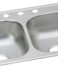 Dayton Equal Double Bowl Drop-In Stainless Steel Sink 33 By 19 By 6-7/16 Inches, ADA Compliant When Properly Installed