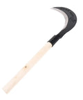 Long Handle Manganese Steel Scythe For Gardening And Weeding Tool with wooden handle against white background