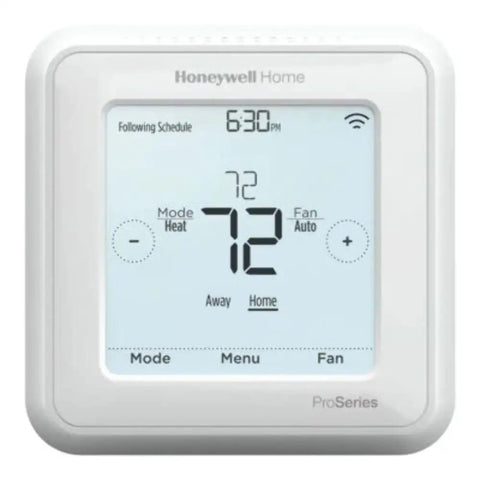 T6 Pro Series Z Wave Thermostat With Smart Home Integration, Learns Heating And Cooling Cycles, White Finish, front view
