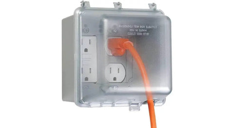 Beefy Outdoor 2-Gang Weatherproof In-Use Electrical Outlet Cover With Quick-Fit Mounting, NEMA 3R UL Listed for wet locations, clear cover