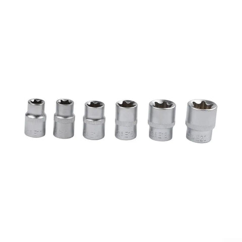 Helluva Tough 34 Piece Socket Set With E Type Sockets And Torx Bits forged chrome vanadium steel e-type sockets in different sizes.