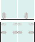 Heavy Duty Glass Door Hinge 360 Degree Pivot Rotation For Smooth As Butter Bathroom And Shower Doors Rock Solid 304 Stainless Steel hardware in use, installed on tempered glass panels.