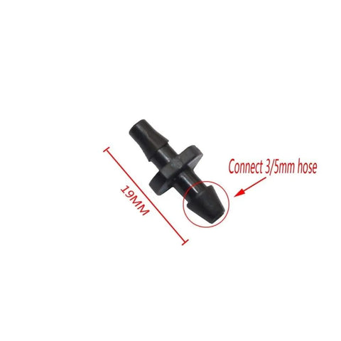 Bulk Garden Hose Fittings Kit With Four Thousand Pieces Three To Five Millimeter Double Barbed Connectors For Micro Hoses And Irrigation System Durable Greenhouse Watering Accessories No Brainer Fit, 3/5mm black double barb connector, 19mm