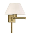 25-Inch One Light Swing Arm Wall Lamp In Brushed Nickel Finish With Oatmeal Fabric Shade, Perfect For Bedside, Reading Nook, Home Office Or Living Room Accent, Bulbs Not Included