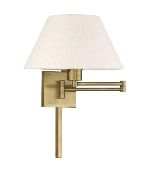 25-Inch One Light Swing Arm Wall Lamp In Brushed Nickel Finish With Oatmeal Fabric Shade, Perfect For Bedside, Reading Nook, Home Office Or Living Room Accent, Bulbs Not Included