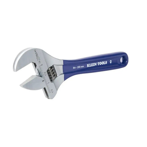 Extra Wide Jaw Adjustable Wrench 8 Inch Forged Drive Tool With High Polish Chrome Finish Built For Tight Spaces One And A Half Inch Jaw Capacity