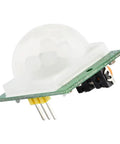 Infrared Motion Sensor Module For Body Presence Detection RCWL-9196 3-30V Switch Board With Low Standby Current 60µA And 5 Meter Range, board with white dome lens and 3-pin header