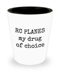 Radio Controlled Aircraft Shot Glass For Rad RC Planes Fans 1.5 Oz Ceramic White Exterior Black Interior Dishwasher Safe Gift