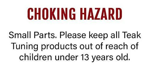 Warning label indicating a choking hazard with small parts, advising to keep out of reach of children under 13 years old.