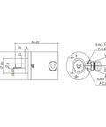MultiTurn Absolute Encoder 38mm Magnetic Differential With Power Off Memory For Precise Angle Speed And Origin Sensing; dimension drawing with shaft and flange