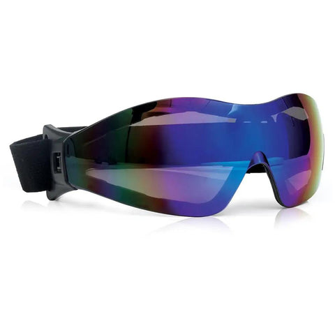 Mirage Vented Safety Goggles With Adjustable Elastic Band And Protective Pouch For Outdoor Activities UV Protection Blue Mirror Lenses Dustproof Design For Men And Women, showing vented design and mirror lenses.