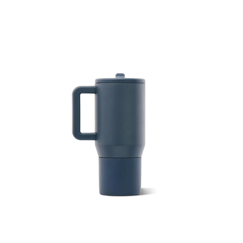 Premium Kids Insulated Travel Tumbler 20 Oz Triple Wall Cup with blue soft grip handle and flip straw for active kids.