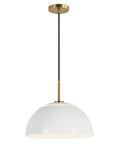 16 Inch Wide Pendant Light With Metal Shade In White And Brushed Brass For Home Living Room Kitchen Dining Bedroom And Office Modern Mid Century Vibe Easy Install Ambient Glow