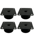 Four Pack Beefy Stainless Steel Furniture Legs With Mounting Plates And Screws For Sofas Cabinets Shelves Bookcases Dressers Tables Floor Protectors Black 5x3cm Easy To Install shown with mounting plates top view.