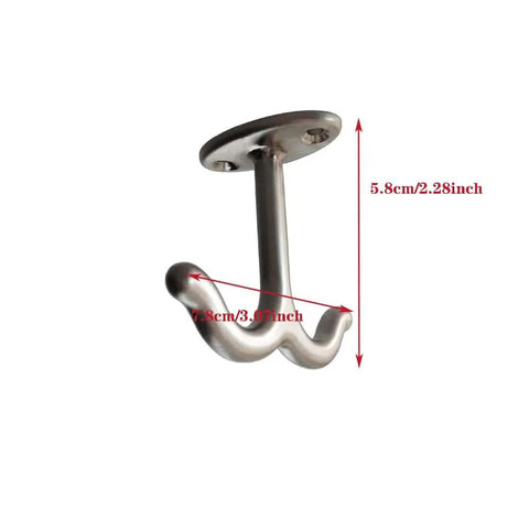Zinc Alloy Double Prong Ceiling Hooks Set Of 6 For Closet, Kitchen, Bathroom And Garage, shown with measurements.