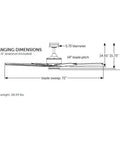 Hanging dimensions diagram of the Massive 72 Inch Indoor Ceiling Fan With Bright Led Lighting And Polished Nickel Blades.