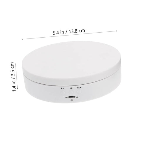 White Electric Rotating Display Stand For Jewelry Watches And Cosmetics Automatic Turntable Showcase With Stable Structure Energy Saving Design, 5.4 inches diameter