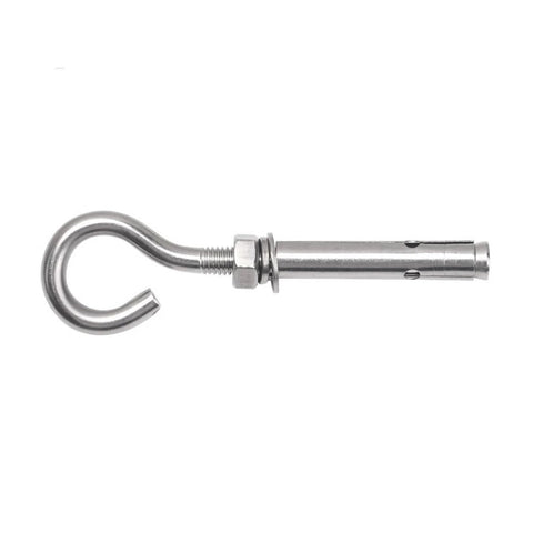 Expansion Screws Hooks Opening Hole M6 M8 In 316 Stainless Steel Eye Bolt Open Anchor Hook with hex nut and washer