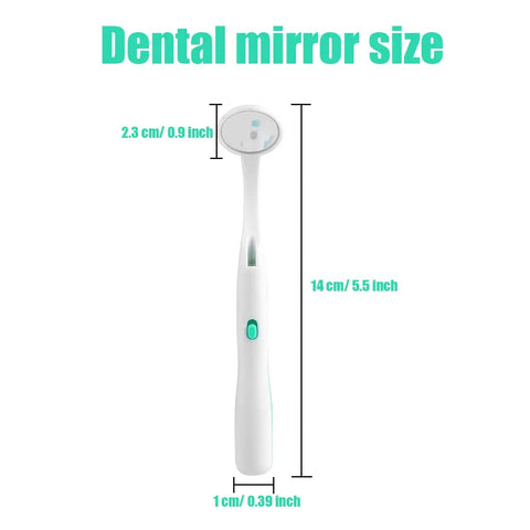 2 Pack LED Dental Mirror With Light For Easy Teeth Inspection, Anti Fog, Curve Angle Design, Bright LED Illumination, ABS Handle, Simple On Off Switch, Ideal For Home Or Office Dental Care, Green, 14 cm