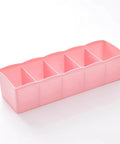 Stackable Plastic Drawer Organizers In Snazzy Pink For Crushing Closet Clutter And Laid Back Home Storage Setup, five-compartment design.