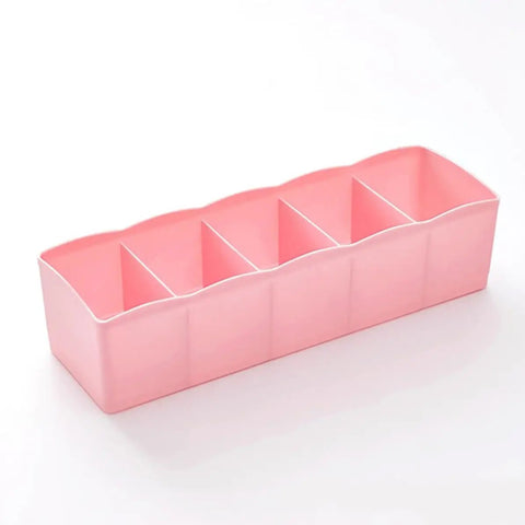 Stackable Plastic Drawer Organizers In Snazzy Pink For Crushing Closet Clutter And Laid Back Home Storage Setup, five-compartment design.