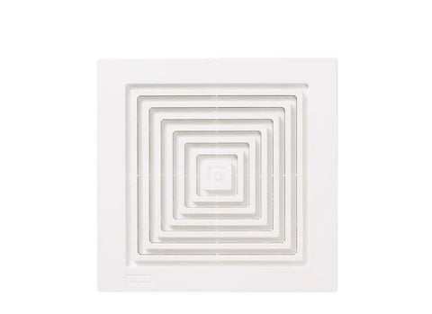 Quiet Low Noise Ceiling And Wall Ventilation Fan, 50 CFM, 4.0 Sones, White, square grille, front view