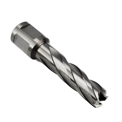 Side view of 9/16 in diameter annular cutter with Weldon shank
