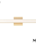 Front view of Spec Vanity 30 Inch One Light Bath Vanity Light In Gold Aluminum Finish With White PMMA Shade Dope Sleek Modern Indoor Fixture