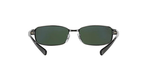 Front view of Metal Rectangular Sunglasses With Polarized Green Lenses In Gunmetal Frame 62 mm Durable Vintage Style Eyewear Unisex For Everyday Use