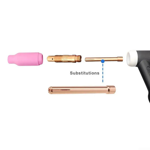 Dope Copper Collet Body Kit For TIG Torch WP17 WP18 WP26 High Conductivity Electrode Chuck 5 Pack showing components for 3.2mm setup.