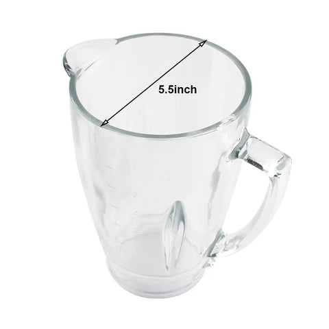 Glass Jar With Lid Replacement For Oster Pro 1200 Blender 6 cup clear glass jar top view showing dimensions