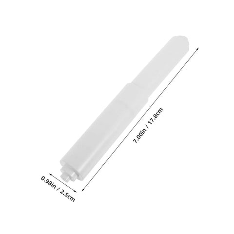 Upgrade Your Bathroom With These 4pcs Plastic Toilet Roll Holder Spindles Featuring Spring Loaded Design For Easy Tissue Dispensing And Strong Durable Performance To Replace Worn Out Parts Perfectly, showing single white plastic spindle 7 inches long.