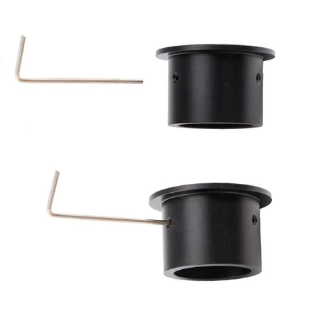 Image of two 0.965 to 1.25 Inch Telescope Eyepiece Adapters with stainless steel dual screw design and L-shaped tool.