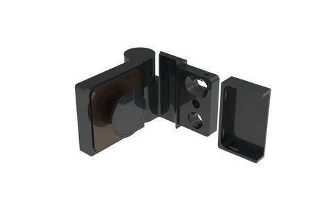 Matte Black Lugano Series Wall Mount Outswing Hinge for Right Hand Glass Door With Rise And Fall Action, Concealed Screws, Flush Mount Inside