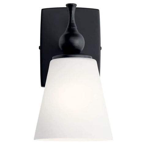 Cosabella 6 Inch 1 Light Wall Sconce With Satin Etched Opal Glass In Black Finish Industrial Modern Vibe