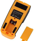 No Frills Dead On Wall Scanner And Precision Stud Finder Plus Ac Voltage Detector showcasing back view with battery compartment.