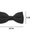 Men's Pre-Tied Clip-On Bow Tie Black Satin Finish With Heavy 1-Inch Clips, Measures 4.5 Inches Across And 2.25 Inches High At Ends, Fits Teens To Adults, Easy Formal Accessory For Weddings, Parties, And Everyday Go-To Sharp Style. black satin bow tie, 4.5 in x 2.25 in