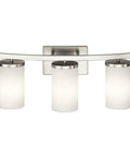 Crosby 23-Inch 3-Light Vanity Light In Satin Etched Cased Opal Glass With Olde Bronze Finish For Bathroom Or Powder Room Ambient Glow And Modern Classic Vibe White Available, front view