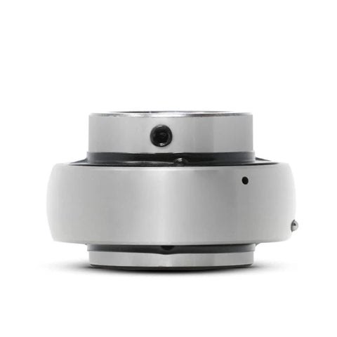 Side view of MAPLE ACE UC209 insert bearing with 45mm bore, spherical OD, set screws and lubrication hole