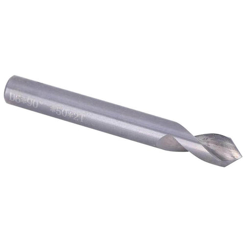 Spot drill bit, tungsten steel, HRC55, silver finish, 90-degree center drilling tip for metal/wood/plastic