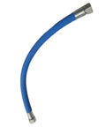 Heavy Duty Replacement Air Hose For Compressors Featuring Kickin Durable Tubing And Quick Connect Fittings, blue with metal fittings.