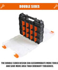 Grab And Go Double Sided Tool And Hardware Storage Box With Removable Dividers Portable Small Parts Organizer Black And Orange.