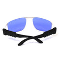 Top Shelf Pulsed Dye Laser Safety Glasses With Hella Solid OD4 Plus Protection For 585 To 595Nm Yellow Laser Workflows with blue lenses.