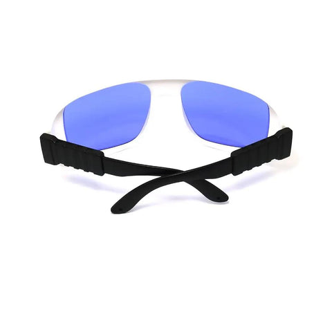 Top Shelf Pulsed Dye Laser Safety Glasses With Hella Solid OD4 Plus Protection For 585 To 595Nm Yellow Laser Workflows with blue lenses.