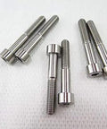 10 Piece Pack of M8 X 50 MM Hex Socket Head Cap Screws Made from Top Shelf Grade 5 Titanium for Zero Rust and Hella Strong Corrosion Protection Perfect for Serious Builds and Daily Drives laid out on a white surface.